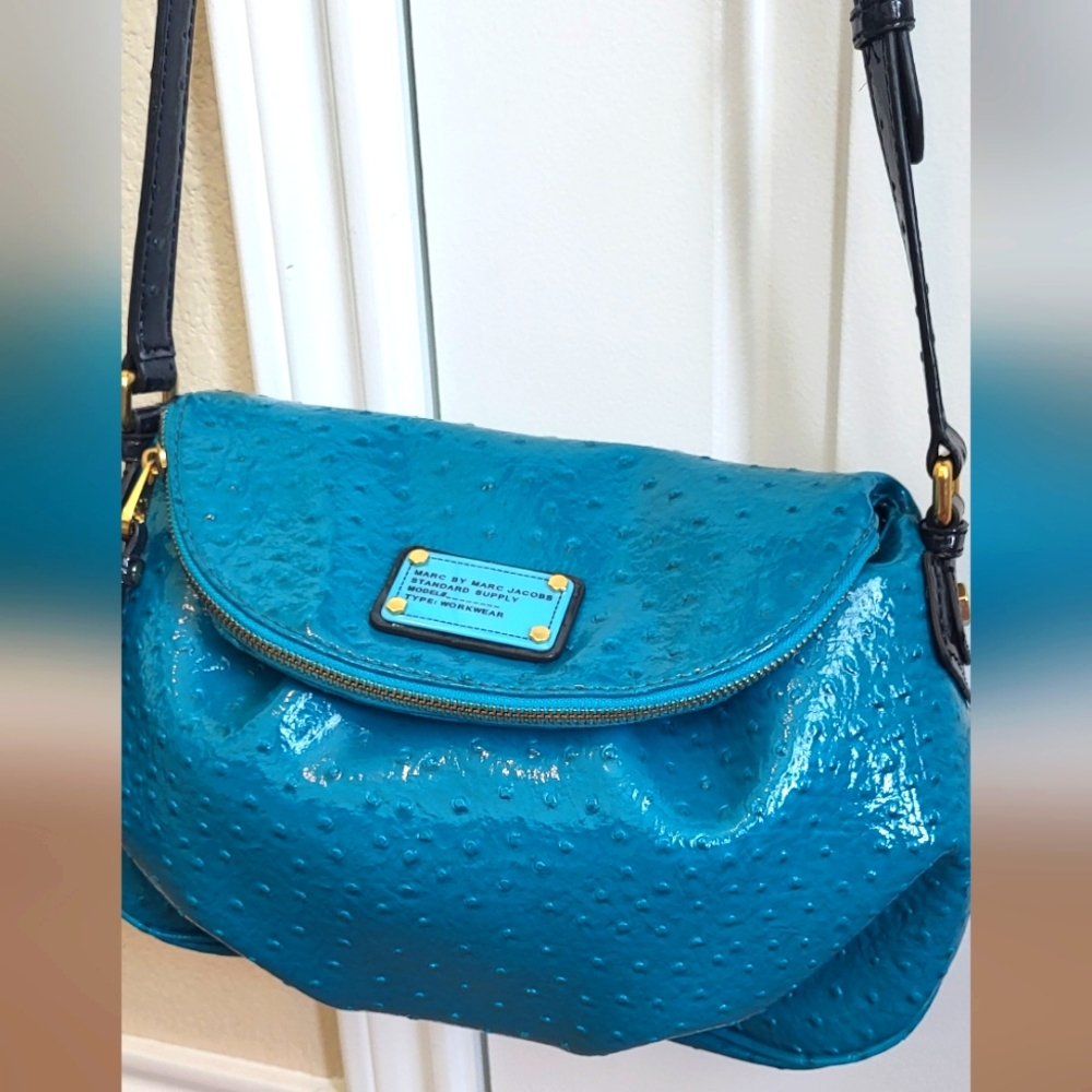 Marc Jacobs Teal faux Ostrich crossbody bag